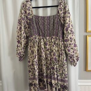 Floral Purple and Cream Women's Dress